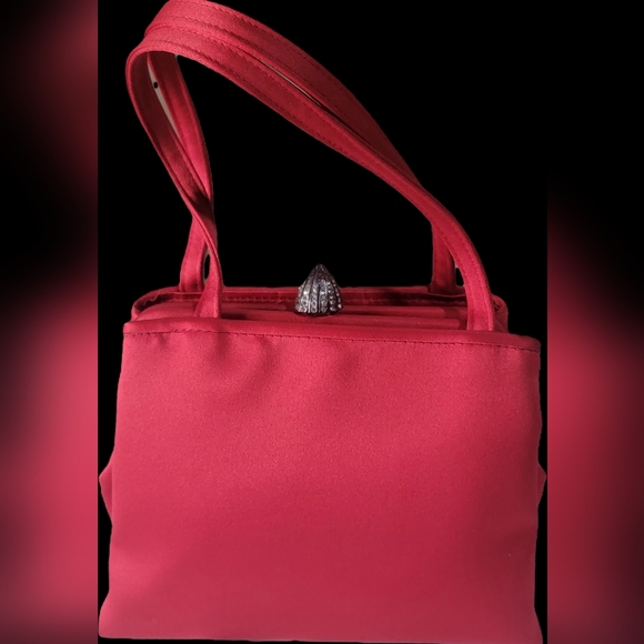Bloomingdale's Handbags - Red Satin Top-Handle Women's Bag BLOOMINGDALE' Little Red Bag Purse Handbag NEW